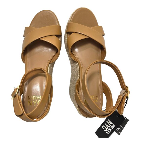 Madden NYC Wedge Sandals Strappy Womens Size 6-11 Beige Adjustable Buckle Strap - Picture 8 of 11